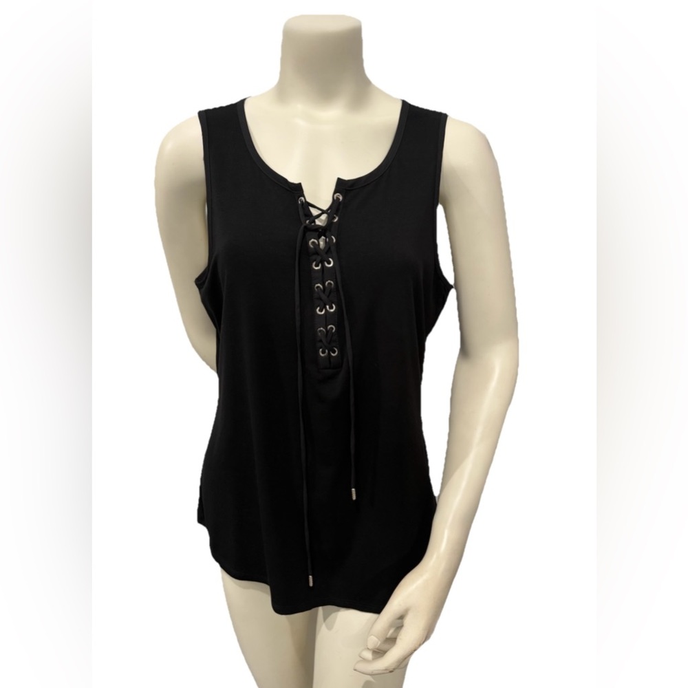 White House Black Market Black Lace-Up Tank Top